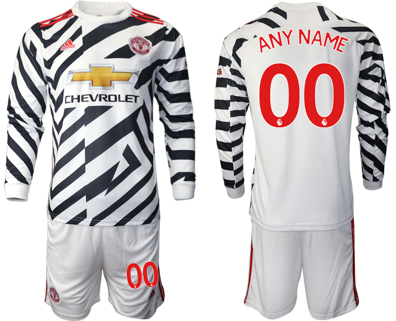 2021 Men Manchester united away long sleeve custom soccer jerseys->youth soccer jersey->Youth Jersey